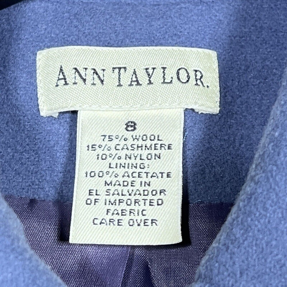 Ann Taylor Jacket Womens 8 Blue Three Button Cashmere And Wool Blended Blazer - Picture 10 of 10